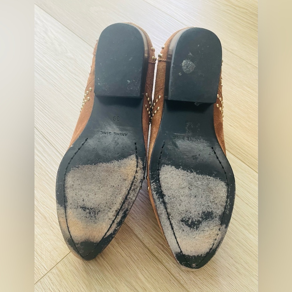 Annie Bing Camel Brown Suede Charlie Studded Western Booties Size 9 - Picture 3 of 5